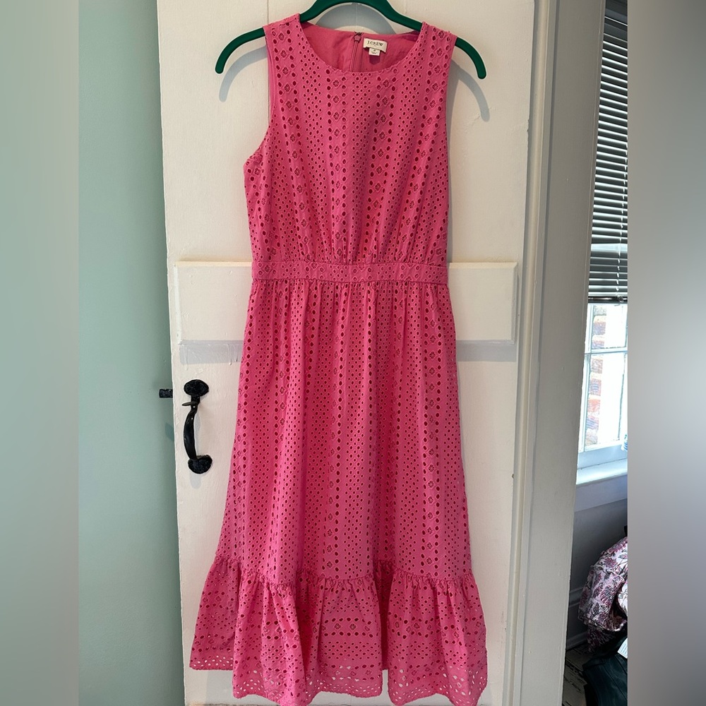 jcrew factory eyelet dress in hot pink sz 2